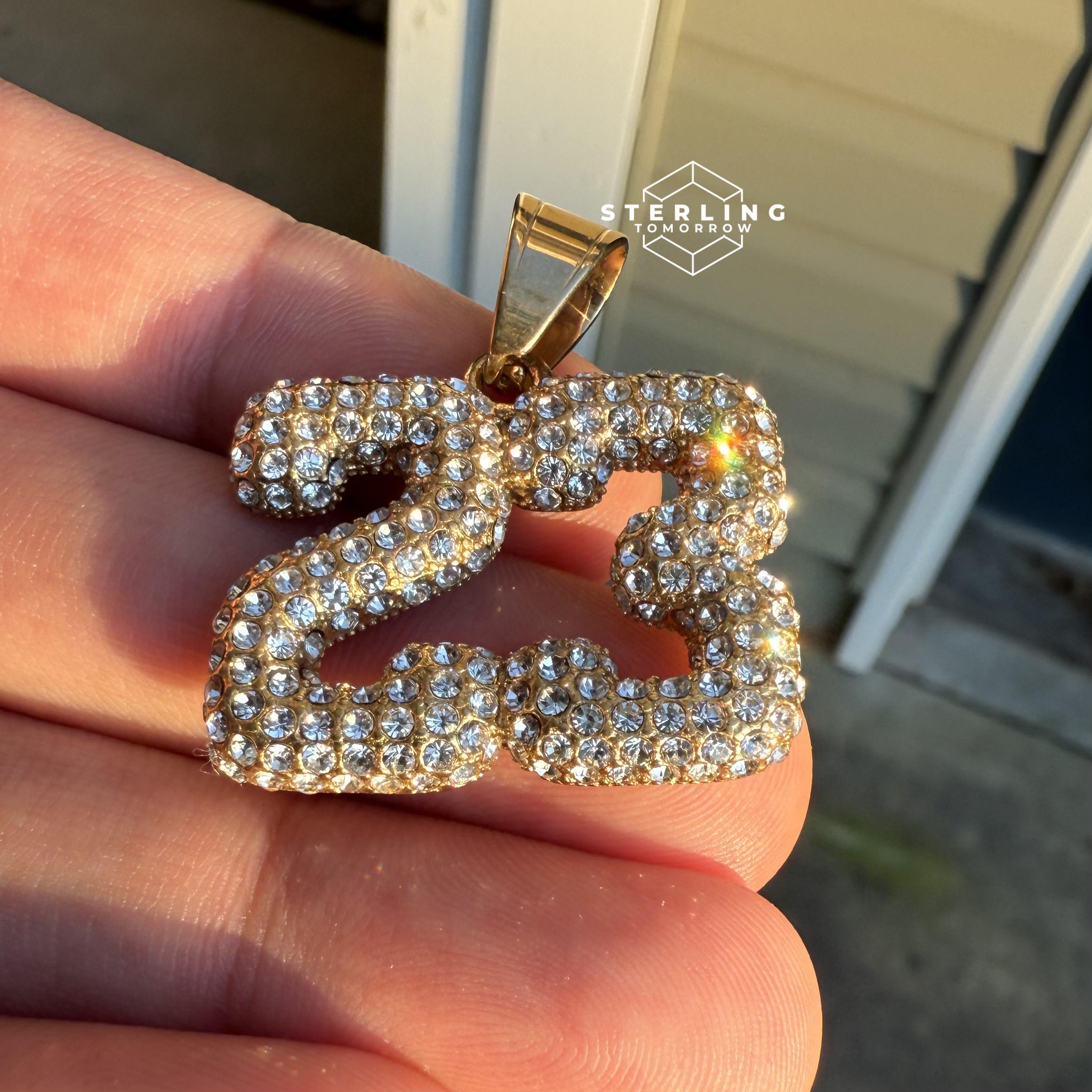 23 Iced Out Steel CZ Iced Out Basketball Fan Jewelry Bling Pendant
