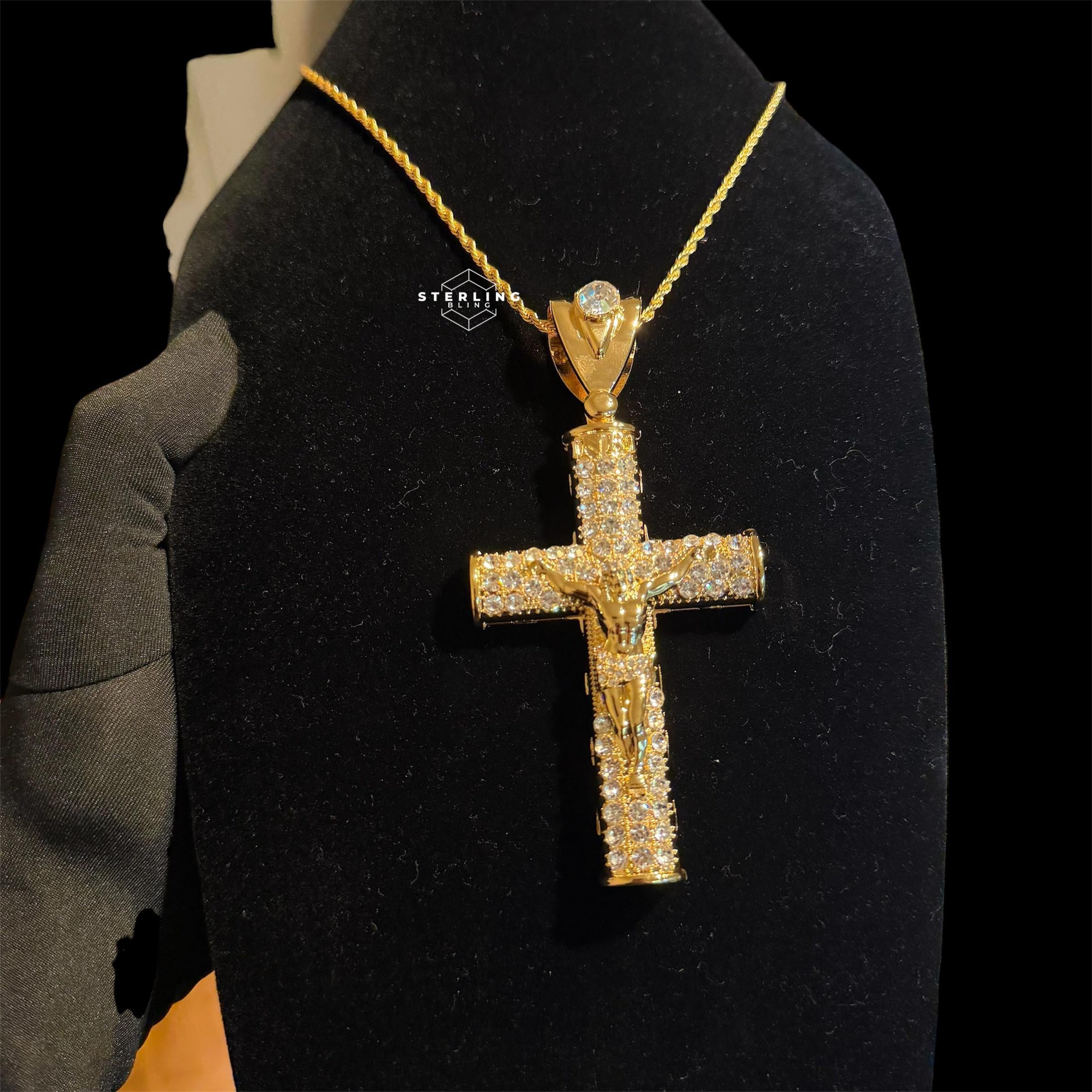 Iced Out Big Cross Necklace - Etsy