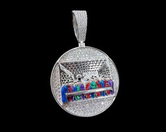 Moissanite Iced Out Last Supper Pendant, Enamel Detail Last Medallion, 925 Sterling Silver, Steel Rope Chain, Religious Hip Hop Jewelry Gift