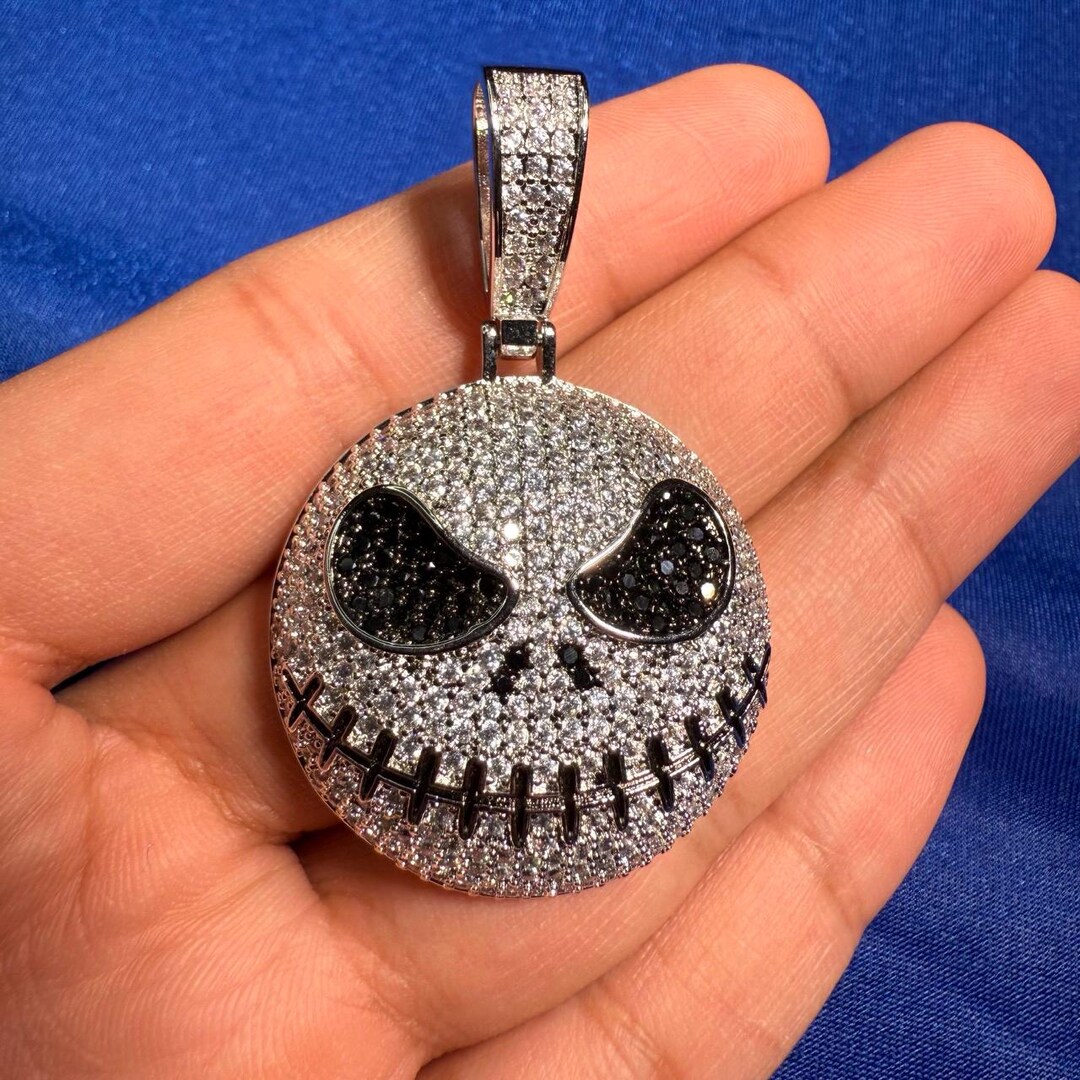 Iced Out Skull Face Pendant Hip Hop Bling Jewelry CZ Diamonds