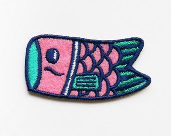 Koinobori Sticker Patch or Pin - Kid Embroidered Patch - Cute Embroidered Applique - Wearable Art