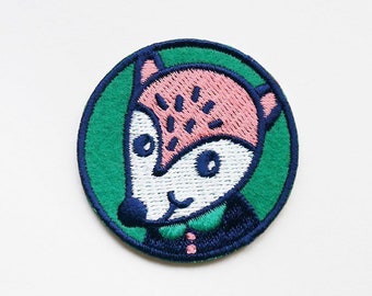 Little Fox Sticker Patch or Pin - Kid Embroidered Patch - Cute Embroidered Applique - Wearable Art