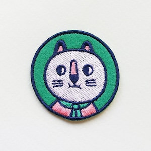 Mr. Cat Sticker Patch or Pin Cat Embroidered Patch Cute Embroidered Applique Wearable Art image 1