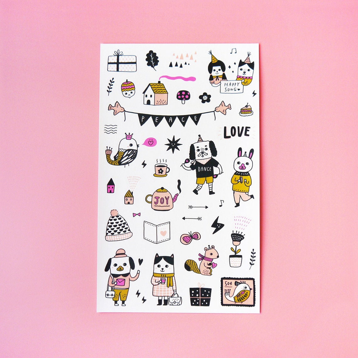 Happy Planner Sticker Sheet Kiss Cut Stickers Illustration Etsy
