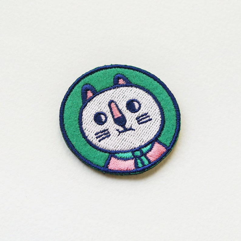 Mr. Cat Sticker Patch or Pin Cat Embroidered Patch Cute Embroidered Applique Wearable Art image 2