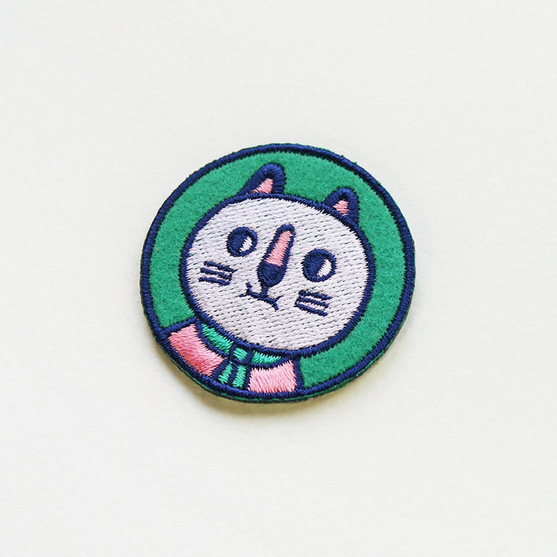 Mr. Cat Sticker Patch or Pin Cat Embroidered Patch Cute Embroidered Applique Wearable Art image 3