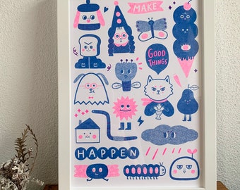 Make Good Things Happen Limited Edition A4 Risograph Print
