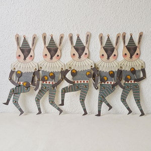 Mr. Rabbit Articulated Paper Doll Set with 8 Mini Gold Brads image 4
