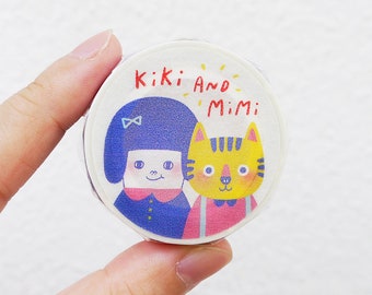 Kiki And Mimi Washi Tape / 15mm Designer Paper Masking Tape / Limited Edition Decorative Tapes