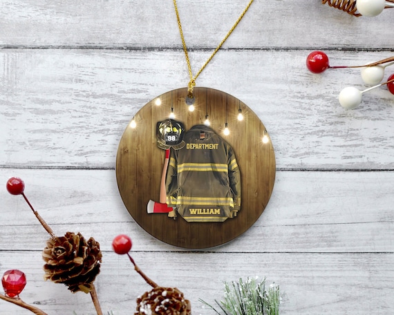 firefighter personalized Christmas tree decoration A personalized Christmas decoration Firefighter uniform Christmas tree ornaments