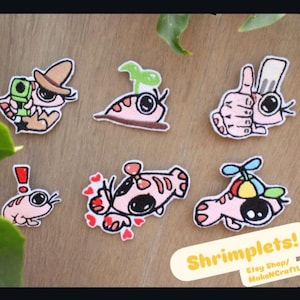 Shrimp Embroidery Pin | Cute Seafood Accessory | Kawaii Seafood Lapel Pin | Shrimp Brooch Pin | Cute Ocean Animal Brooch | Handmade Gift