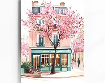 Paris Cafe Art Print Paris Travel Poster Paris Canvas Wall Art Framed Wall Art Wedding Gift Personalised Birthday Gift Kitchen Decor Home