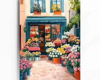 Flower Market Paris Art Print Paris Travel Poster Paris Flowers Poster Canvas Wall Art Floral Art Framed Wall Art Personalised Birthday Gift