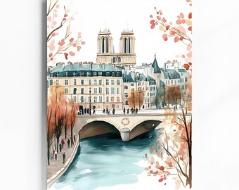 Paris Art Print Paris Travel Poster Notre Dame Canvas Wall Art Framed Wall Art Wedding Gift Personalised Birthday Gift Living Room Decor