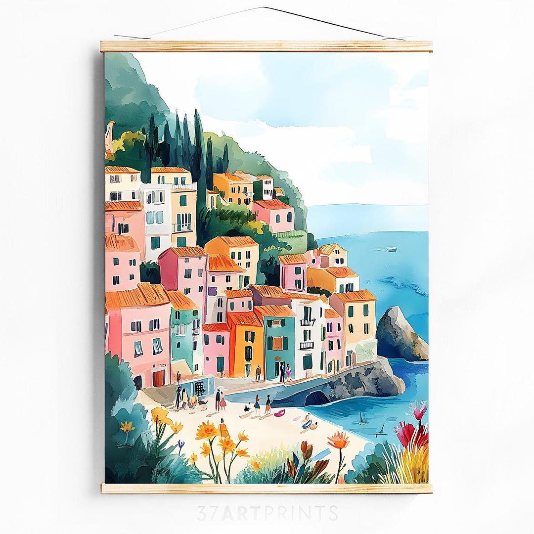 Cinque Terre Wall Print Cinque Terre Painting Wall Art Print Travel ...