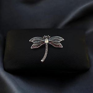 Handmade Diamond Dragonfly Brooch - Designer Jewelry, Luxury Gift for Weddings, Parties, or Teachers | Retro Style,  Unique Artisan Piece