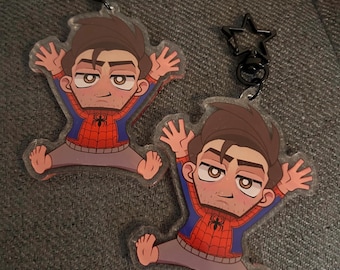Spider-man Peter B Charm | 3" Acrylic Keychain with Star Clasp