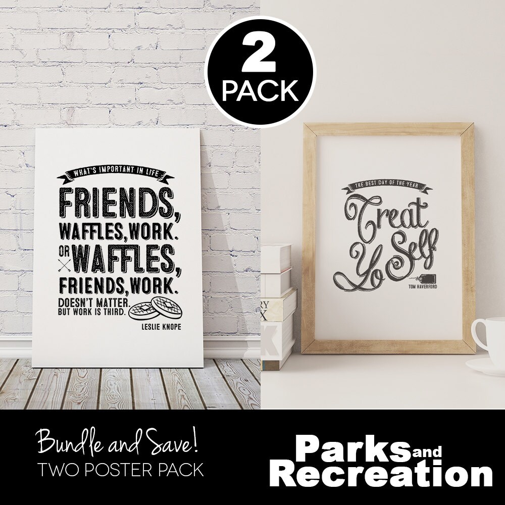 Leslie Knope Tom Haverford Quote Posters Waffles | Etsy