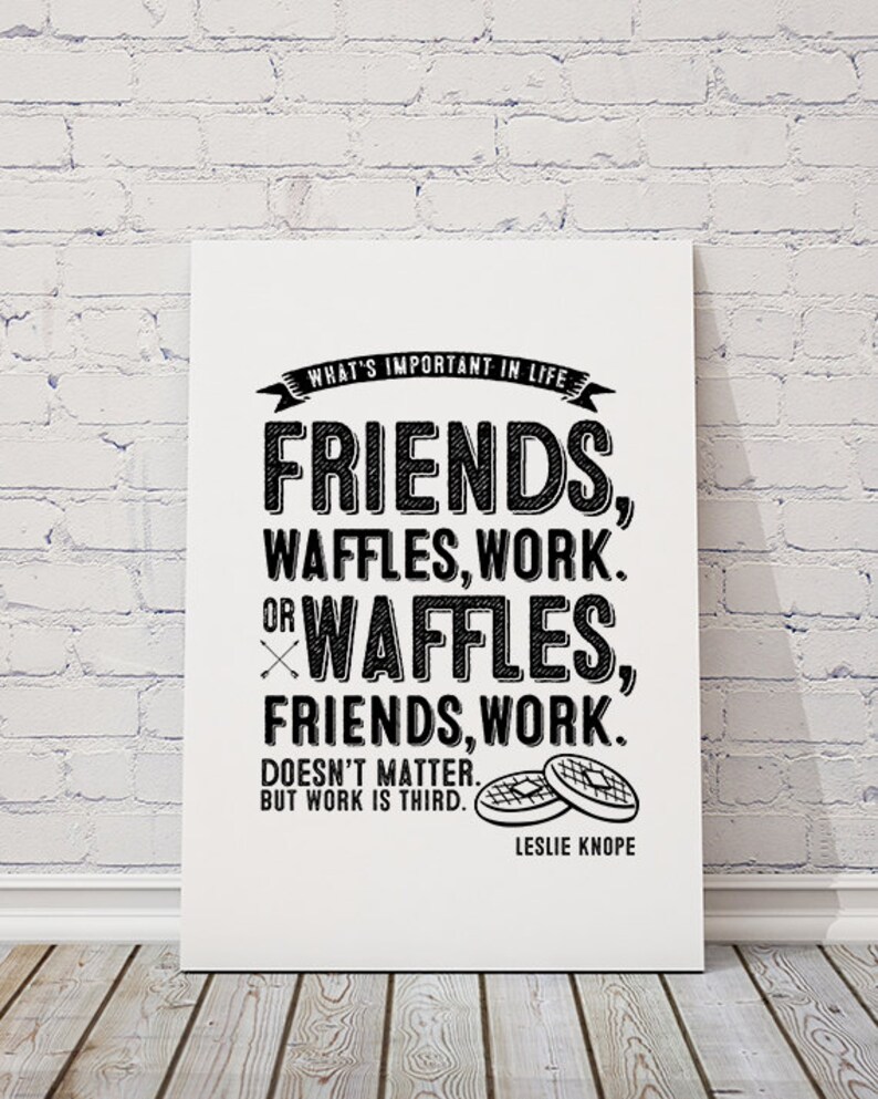 leslie knope friends waffles work typographic etsy