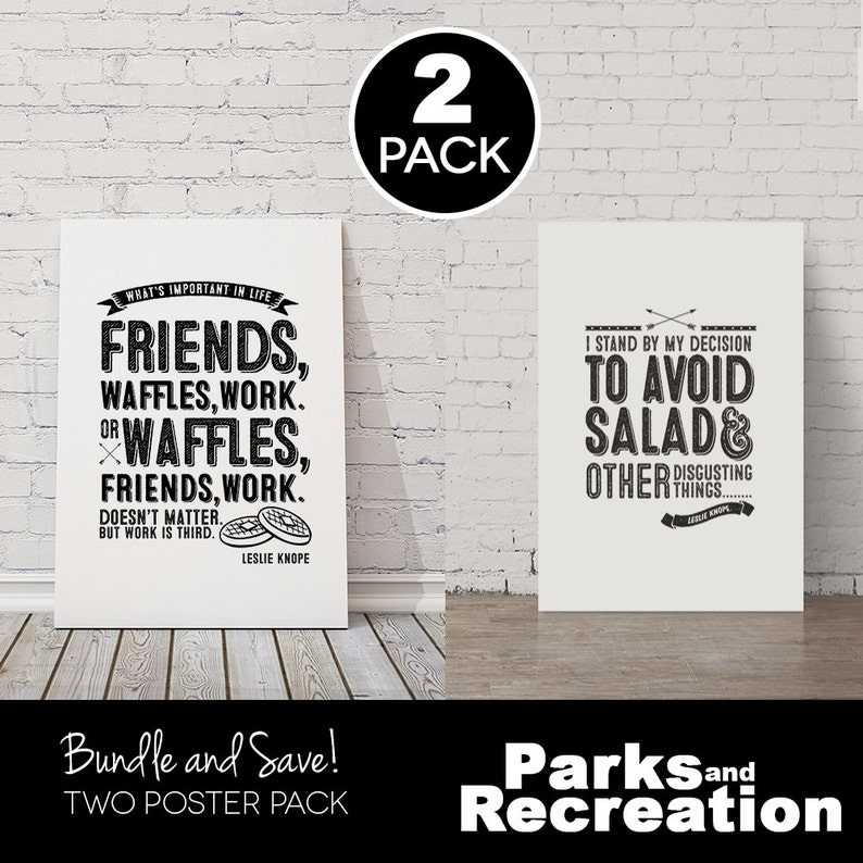 leslie knope quote posters waffles friends etsy