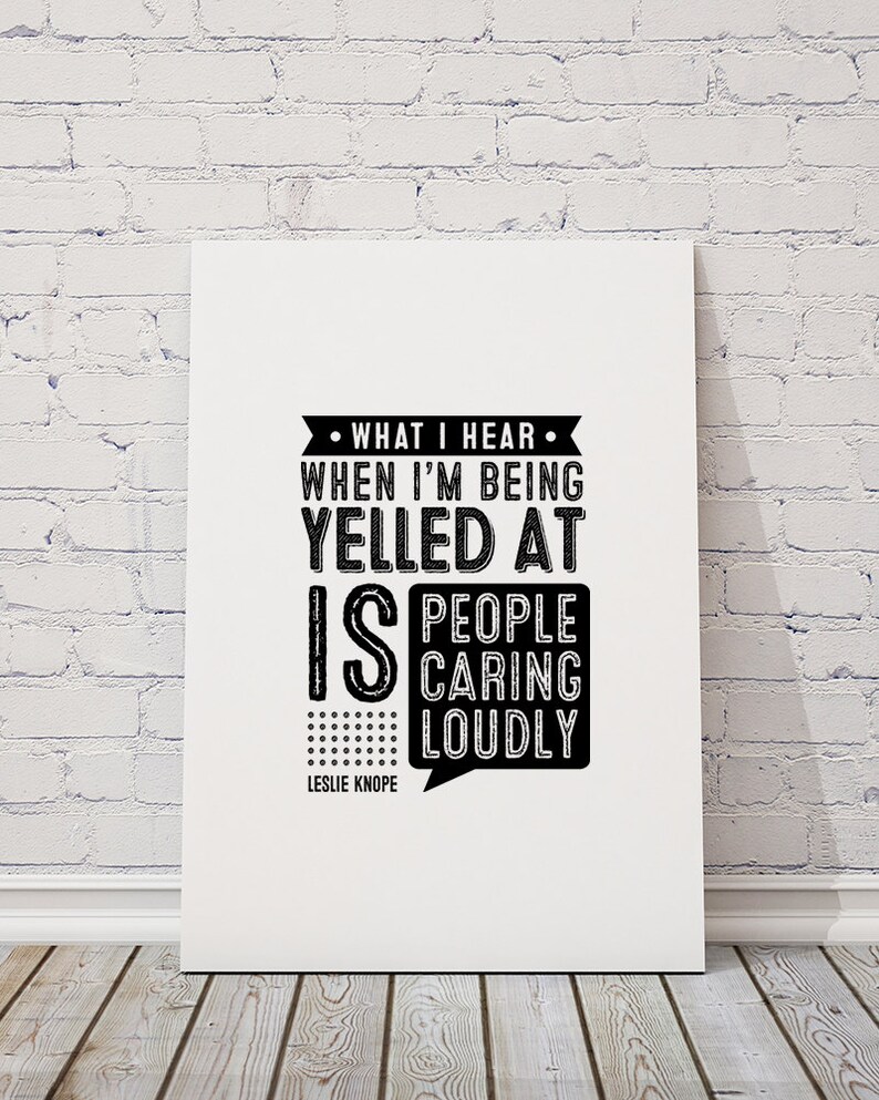 leslie knope people caring loudly diy printable etsy
