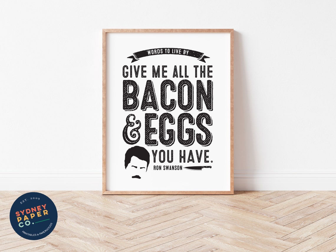 Ron Swanson Bacon and Eggs Quote Art Print Parks & Etsy Australia