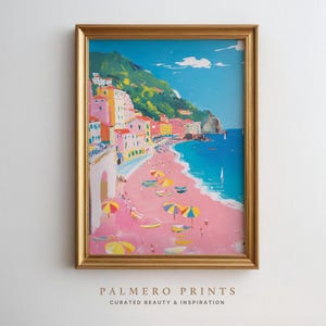 Retro Coastal Charm: Abstract Beach Scene Print, Instant Download