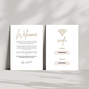 Minimalistyczny znak powitalny Airbnb Szablon Canva Znak WiFi na wynajem wakacyjny Instrukcje wymeldowania Gospodarz Airbnb Wydrukuj nowoczesny znak informacyjny dla gości