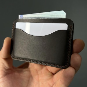 Minimalist Handmade Leather Card Holder – Slim Front Pocket Wallet
