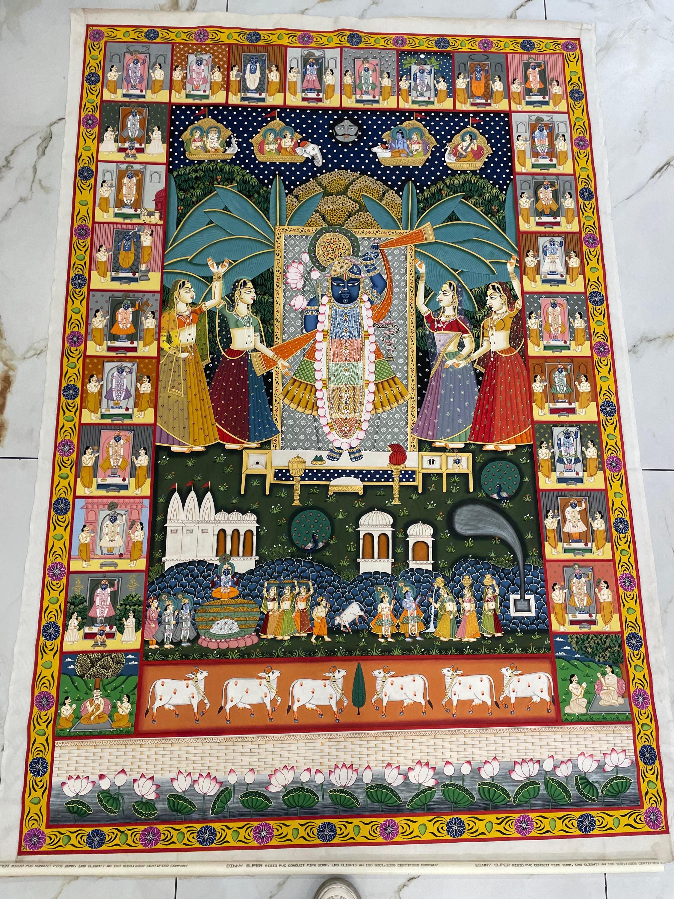 Indian Pichwai Painting of Lord Shrinathji 24 Swaroop Handpainted