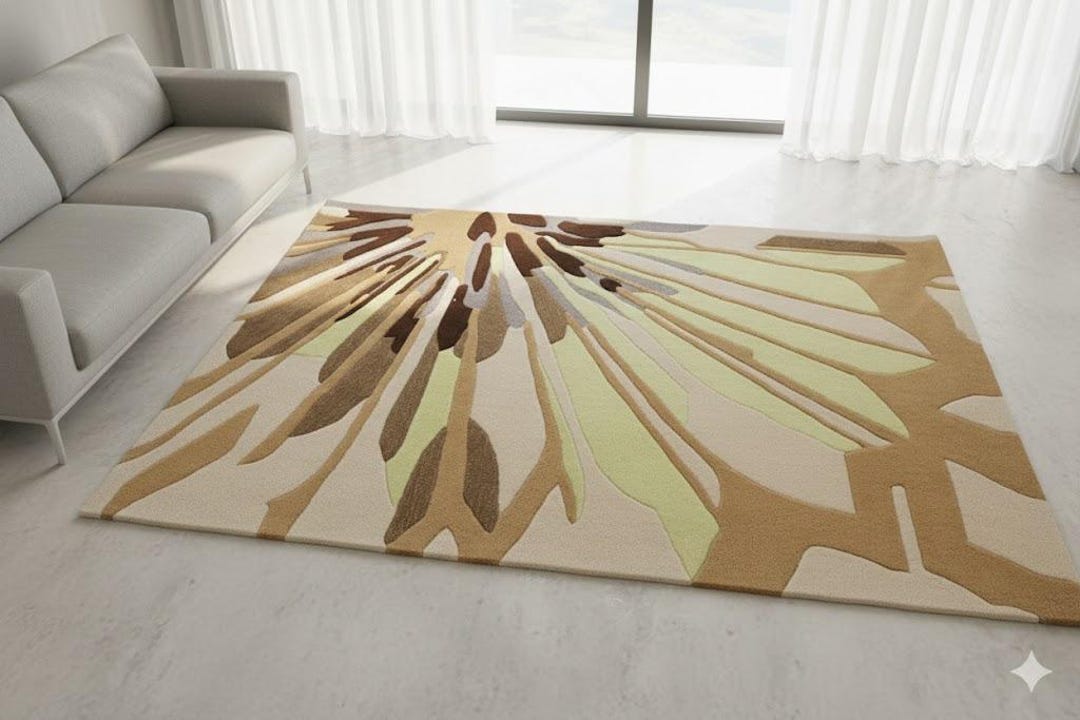 Hand Tufted Wool Area Rug | Modern Floral Lattice - Etsy