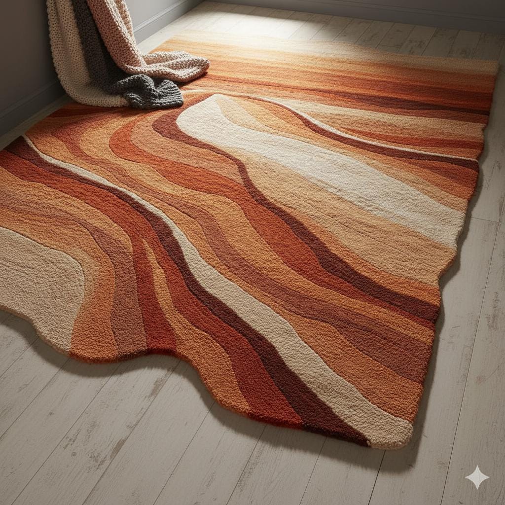 Hand Tufted Sunset Wave Rug – 70s Retro Abstract Carpet - Etsy