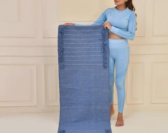 Handgewebte Yogamatte aus Baumwolle, Kyoto-inspirierter Meditationsteppich