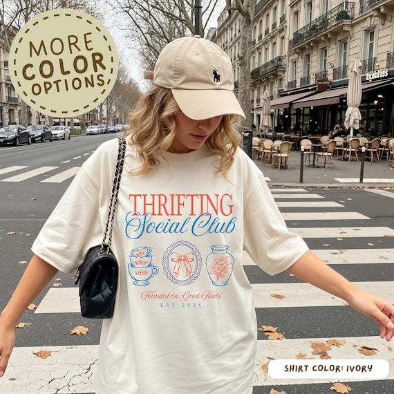 Thrifting Social Club Shirt, Vintage Thrift Aesthetic Tee, Sustainable Fashion Gift For Thrifters, Flea Market Lover Graphic Shirt Tee