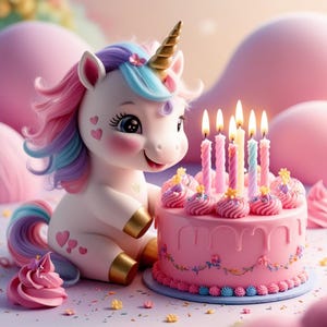 Einhorn-Geburtstags-Mädchen Clipart, Prinzessin-Geburtstags-Party JPG, Sublimations-Design, niedlicher Geburtstag digitaler Download, hochwertiges JPG