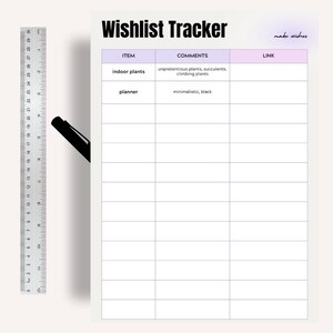 Wunschliste Tracker Digitale Wunschliste Vorlage Ästhetik Einkaufsliste Traum Wunschliste Violet Grau Bold Digitaler Download Favoriten Tracker PDF
