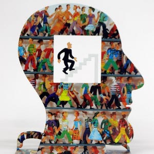 David Gerstein &quot;To The Top Head&quot; Sculpture: Modern Metal Art