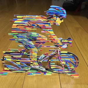 David Gerstein Modern Art CHAMPION Bicycle Racer Metal Sculpture bike Pop Art