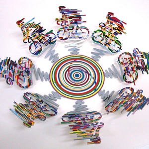 Cyclists Bowl Wall Metal Sculpture SMALL David Gerstein MODERN ART