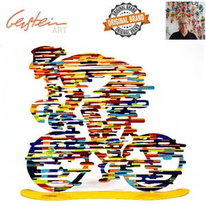 David Gerstein Modern Art Tour De France Cyclist Metal Sculpture Bicycle Rider