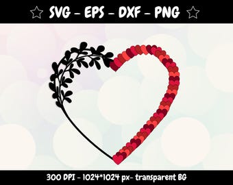 One heart SVG: floral heart design for Cricut & Silhouette, Comercial Use