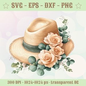 Elegant Woman&#39;s Hat SVG: Floral Sticker Design (Commercial Use)