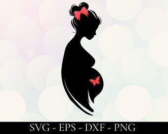 Pregnant Woman SVG - Pregnancy Silhouette Maternity | Baby Bump Expecting Mom Motherhood Cut File Svg Dxf Eps Png Cricut Instant Download