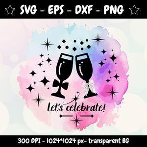 Champagne Glasses SVG: Celebration Clipart for Cricut & Silhouette (Digital Download)