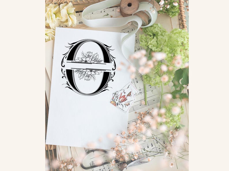 Elegant Letter O Monogram SVG PNG: Floral Initial O, Commercial Use ...