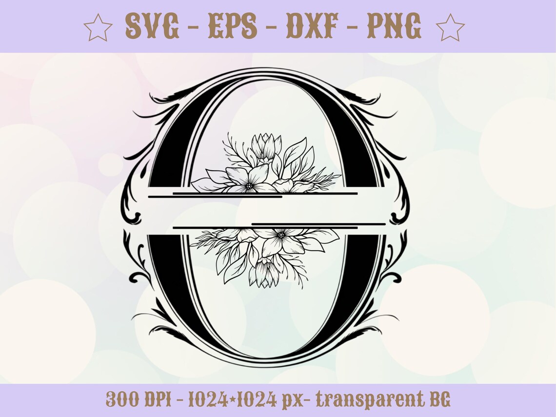 Elegant Letter O Monogram SVG PNG: Floral Initial O, Commercial Use ...