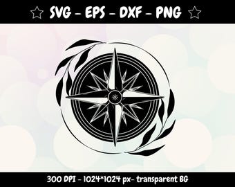 Art mural boussole SVG : conception pour Cricut, usage commercial, décoration d'intérieur