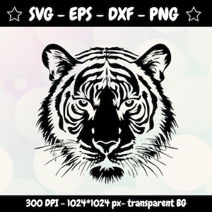 Tiger Head SVG: Tattoo Style Cut File for Cricut, Silhouette (Digital Download)