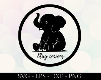 Babyolifant SVG PNG DXF, schattig snijbestand voor de kinderkamer, silhouet clipart voor een babyshower