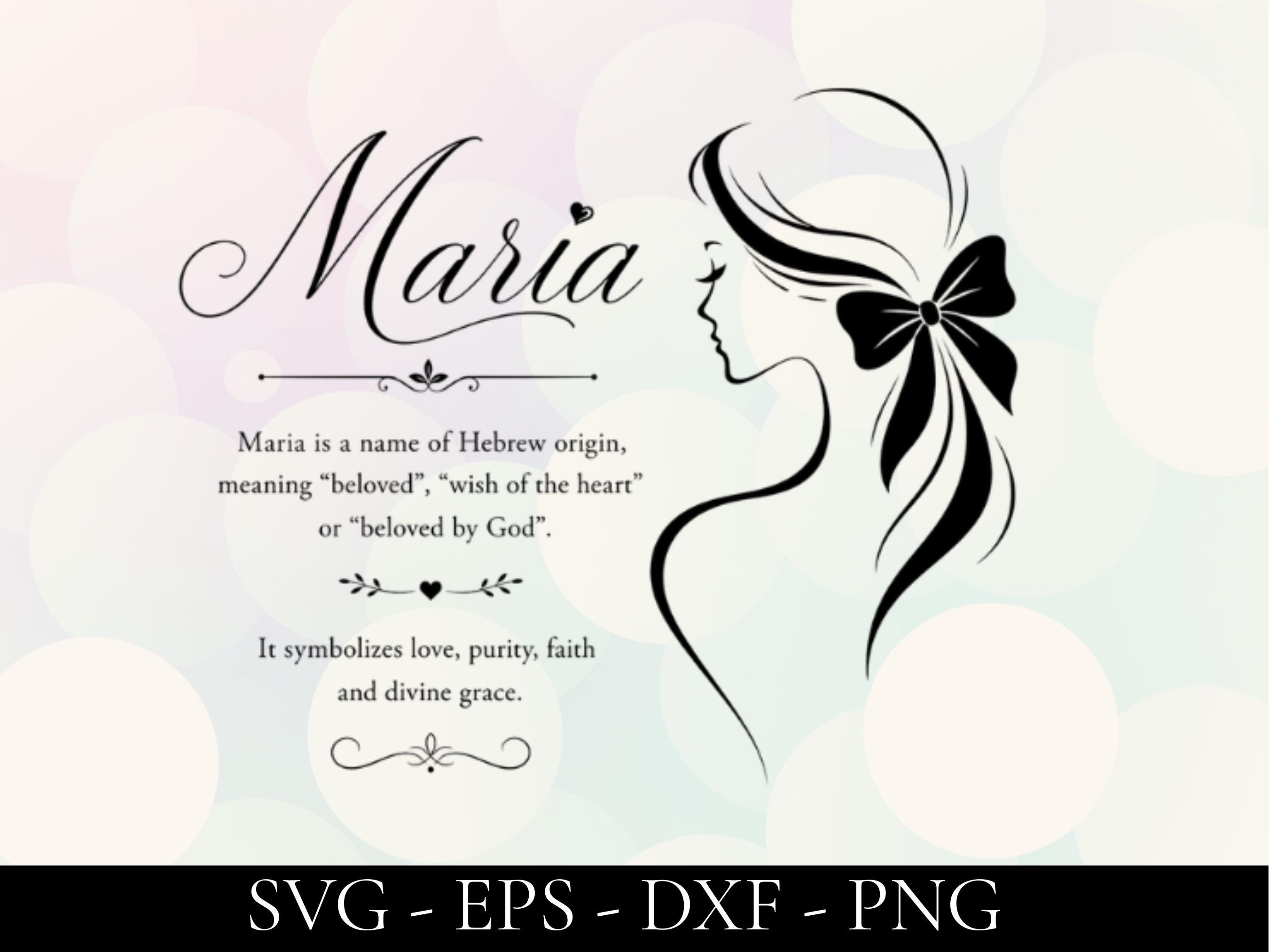 Maria Name SVG PNG – Name Meaning Calligraphy | Woman Silhouette
